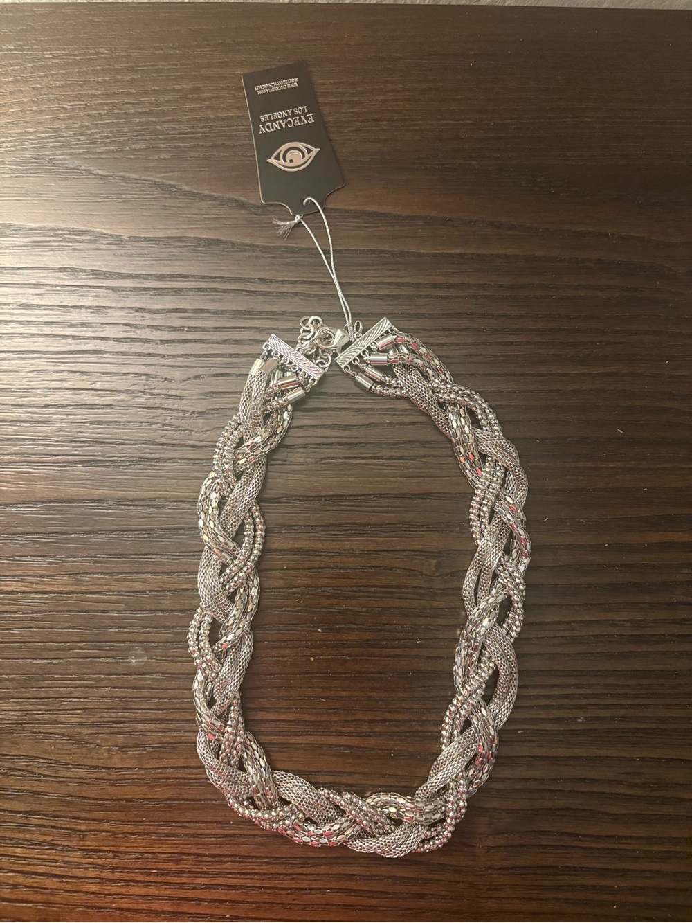 NEW Eye Candy Silver Braided Statement Necklace